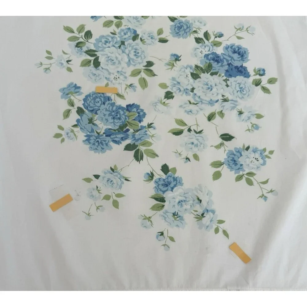 Vtg Fieldcrest Blue Floral King Pillowcases Cottagecore 100% Cotton USA READ